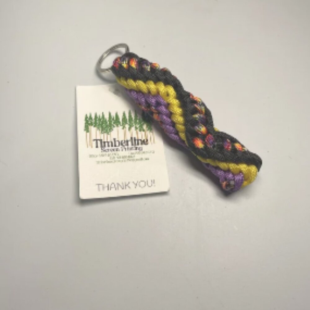 PARACORD: KEY CHAIN TRAINWRECK, BLACK, YELLOW & LILAC